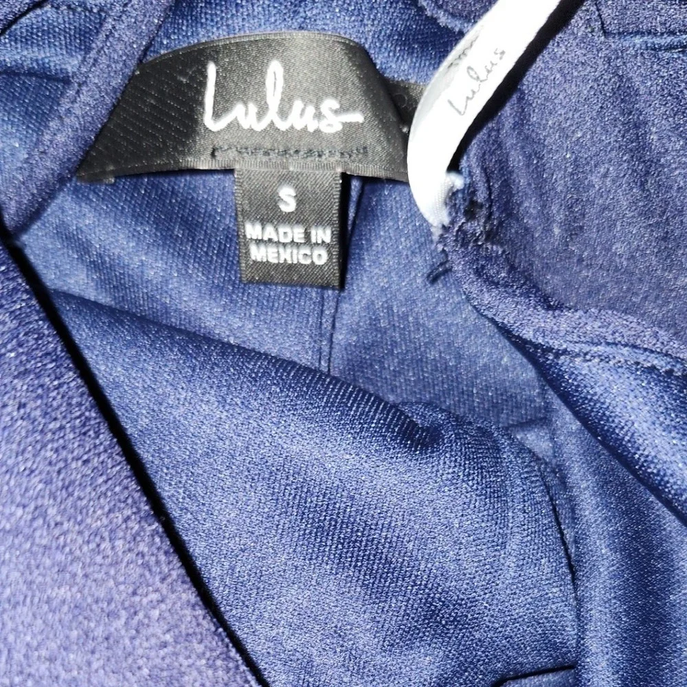 Lulus Navy Blue Wide Leg Jumpsuit V-Neck Open Back Crisscross Straps Small NWT
